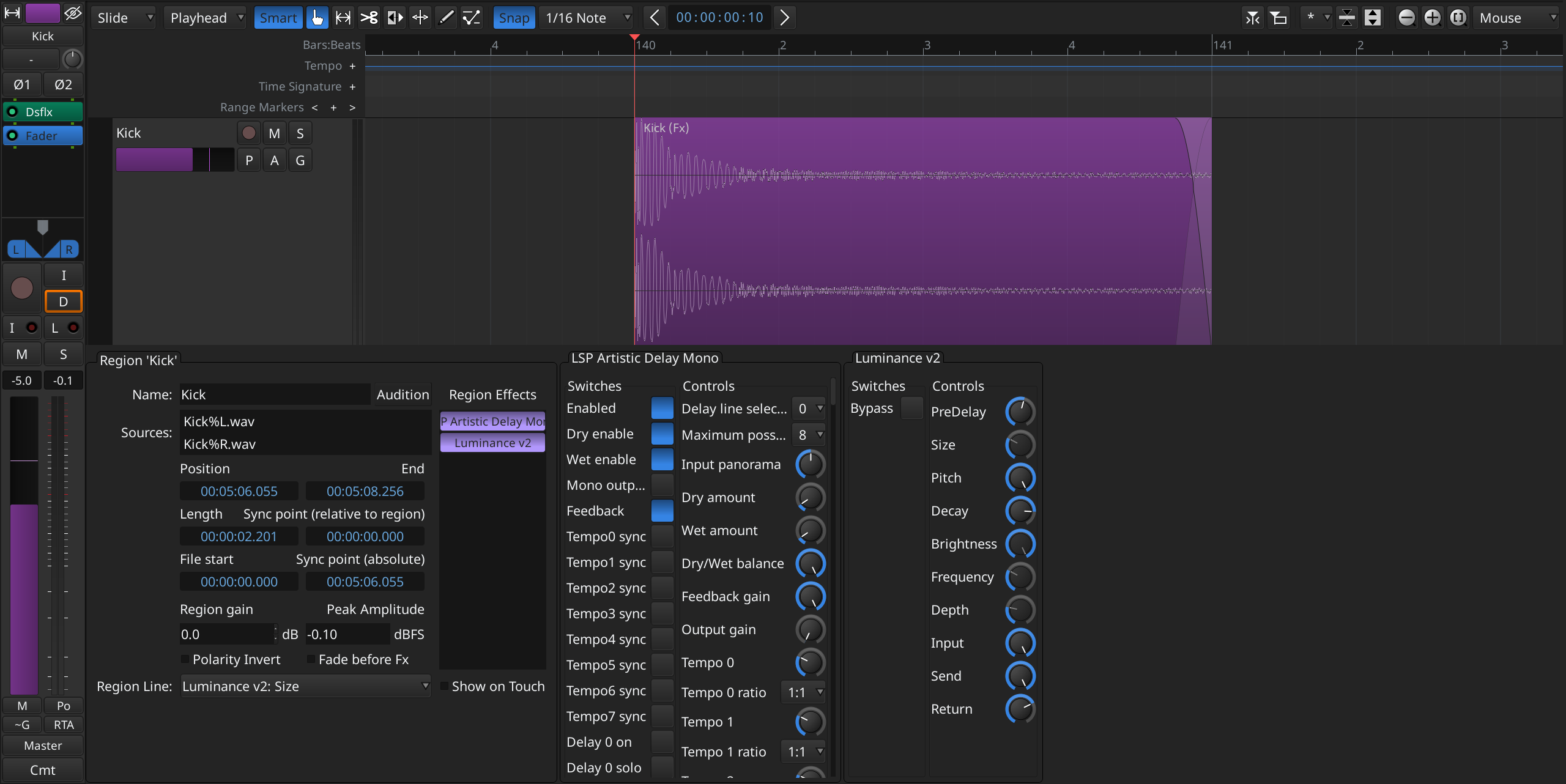 Region FX in Ardour 9.0