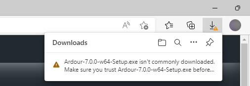step 1 of the ardour install process on Windows with Defender